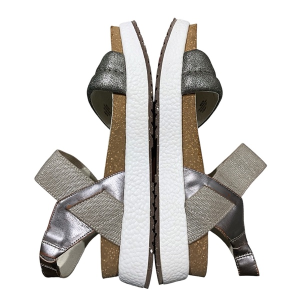OTBT Libra Silver Wedge Sandals Size 10M Platform Leather Lug Sole Boho NWOT - Picture 5 of 10